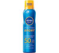 NIVEA SUN Spray solar UV Dry Protect Sport SPF 50 (200 ml), 100% transparente y refrescante, protección solar, resistente al sudor y extra resistente al agua.