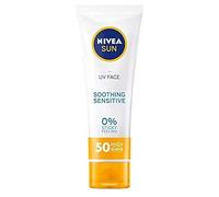 Nivea Sun UV Face Sensitive Calmante UVA/UVB, 0% pegajosa sensación de piel protección solar SPF50+, 50 ml