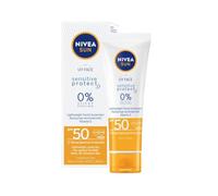 NIVEA Sun UV Face Sensitive SPF 50 Sunscreen Cream, Fragrance-Free Facial Sun Protection for Sensitive Skin, Fórmula ligera no reasy con protección UVA/UVB, crema solar facial diaria