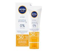 NIVEA Sun UV Face Sensitive SPF 50 Sunscreen Cream, Fragrance-Free Facial Sun Protection for Sensitive Skin, Fórmula ligera no reasy con protección UVA/UVB, crema solar facial diaria