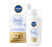 NIVEA SUN UV Face Specialist Triple Protect - Líquido hidratante SPF 50+ | Crema solar facial diaria con ácido hialurónico, protege contra los rayos UVA/UVB, la luz azul y la contaminación