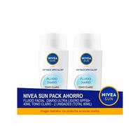 NIVEA SUN UV Pack Ahorro Facial Fluido Diario Ultra Ligero SPF50+ 40ml Tono Claro