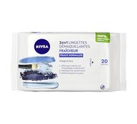 Nivea - Toallitas de maquillaje para piel fresca y normal, 100% fibras vegetales (1 x 20 piezas) removedor de maquillaje para cara, ojos y labios, toallitas limpiadoras con loto sagrado