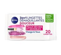 NIVEA Toallitas desmaquillantes Suavidad para pieles secas y sensibles, 100% fibras vegetales (6 x 20 pcs), desmaquillante facial, ojos y labios, toallitas limpiadoras 3 en 1 - 120 piezas