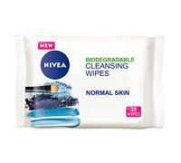 NIVEA Toallitas limpiadoras refrescantes 3 en 1 para piel normal (25 hojas), Toallitas biodegradables a base de plantas, Toallitas faciales para piel normal, Eliminación de maquillaje suave pero eficaz