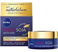 NIVEA VITAL SOJA - Cuidado de noche reafirmante antiedad, cuidado facial rico para pieles maduras con extracto de soja natural, crema de noche regeneradora para mitigar las arrugas (50 ml)