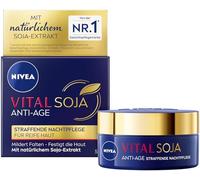 NIVEA VITAL SOJA - Cuidado de noche reafirmante antiedad, cuidado facial rico para pieles maduras con extracto de soja natural, crema de noche regeneradora para mitigar las arrugas (50 ml)