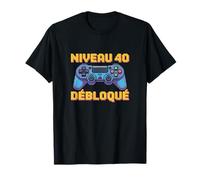 Niveau 40 Débloqué Gadeau Gamer Anniversaire Geek Papa Camiseta