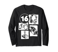 Nivel 16 Jugador Desbloqueado 16 Cumpleaños Juegos Niños Niñas Manga Larga