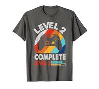 Nivel 2 Completo 2 Aniversario 2º Aniversario de Boda Divertido Camiseta, Hombre, Asfalto, 4XL