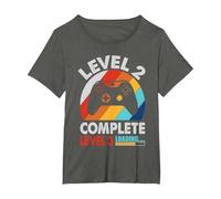 Nivel 2 Completo 2 Aniversario 2º Aniversario de Boda Divertido Camiseta, Mujer Tallas Grandes, Asfalto, 4XL Grande