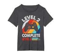 Nivel 2 Completo 2 Aniversario 2º Aniversario de Boda Divertido Camiseta, Mujer Tallas Grandes, Jaspeado Oscuro, 4XL Grande