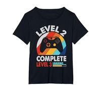 Nivel 2 Completo 2 Aniversario 2º Aniversario de Boda Divertido Camiseta, Mujer Tallas Grandes, Negro, 4XL Grande