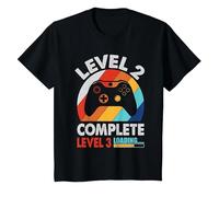 Nivel 2 Completo 2 Aniversario 2º Aniversario de Boda Divertido Camiseta, Niños, Negro, 4 años