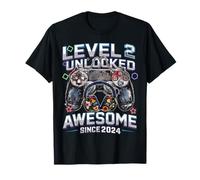 Nivel 2 Desbloqueado Impresionante Desde 2024 2th Birthday Gaming Camiseta