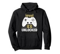 Nivel 22 Desbloqueado 22 Cumpleaños Gamer Hombres Sudadera con Capucha