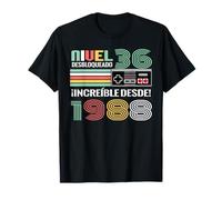 Nivel 36 Desbloqueado Gamer 36 Años 1988 Divertido Hombre Camiseta