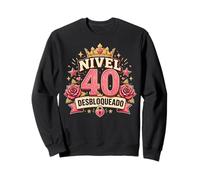 Nivel 40 Desbloqueado Rosa Corona Insignia Gráfico 40th Roses Sudadera