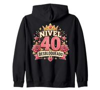 Nivel 40 Desbloqueado Rosa Corona Insignia Gráfico 40th Roses Sudadera con Capucha