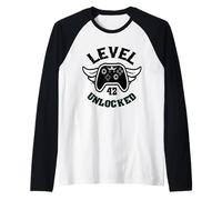 Nivel 42 Desbloqueado 42 Juegos de cumpleaños 42 Jugador de cumpleaños Camiseta Manga Raglan