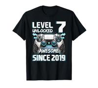 Nivel 7 Desbloqueado Impresionante Desde 2019 Juegos de séptimo cumpleaños Camiseta