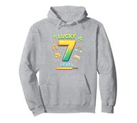 Nivel 7 Desbloqueado Lucky Birthday Gaming Gift Sudadera con Capucha, Unisex para Adultos, Gris Jaspeado, S
