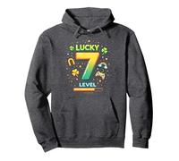 Nivel 7 Desbloqueado Lucky Birthday Gaming Gift Sudadera con Capucha, Unisex para Adultos, Jaspeado Oscuro, S