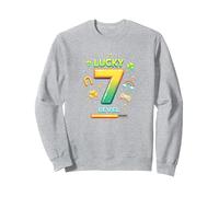 Nivel 7 Desbloqueado Lucky Birthday Gaming Gift Sudadera, Unisex para Adultos, Gris Jaspeado, S