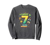 Nivel 7 Desbloqueado Lucky Birthday Gaming Gift Sudadera, Unisex para Adultos, Jaspeado Oscuro, S