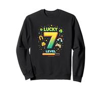 Nivel 7 Desbloqueado Lucky Birthday Gaming Gift Sudadera, Unisex para Adultos, Negro, S
