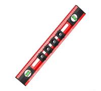 Nivel de aleación de aluminio con plantilla de perforación, regla de posicionamiento de agujero de 4,8 mm para instalación de enchufes, trabajo eléctrico y proyectos de bricolaje, rojo y negro, 410 mm