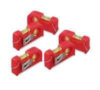 Nivel de bolsillo 2 en 1 con gancho de cadena de metal, portátil para nivel de burbuja y probador vertical horizontal para una alineación precisa, rojo, paquete de 5