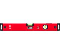 Nivel de burbuja 4K5 Tools serie GE (longitud 40 cm, lente de aumento, 1 burbuja horizontal, 2 balas verticales, tapas finales amortiguadoras, perfil de aluminio)