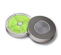 Nivel de burbuja circular metálico magnético, verde, diámetro 60 mm | 60 mm, líquido verde, magnético: nivel circular para comprobar dos direcciones a la vez