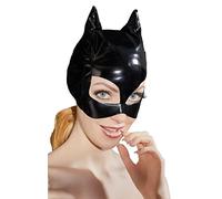 Nivel de negro vinilo máscara con orejas de gato Sexy Lencería para mujer