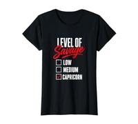 Nivel de Salvaje Capricornio Horóscopo Astrología Divertido Camiseta gráfica económica, Mujer, Negro, XS
