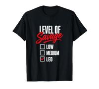 Nivel de Salvaje Leo Horóscopo Astrología Divertido Camiseta gráfica económica, Hombre, Negro, M