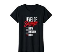 Nivel de Salvaje Leo Horóscopo Astrología Divertido Camiseta gráfica económica, Mujer, Negro, M