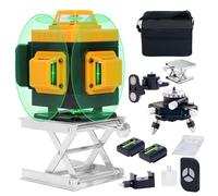 Nivel láser Angel Kiss Autonivelante 4x360° Línea láser cruzada verde 4D Herramienta para construcción y colgado de cuadros, 2 baterías recargables control remoto, soporte giratorio magnético incluido