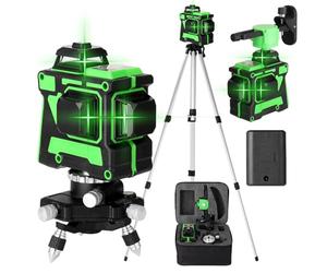 Nivel Laser Autonivelante (± 3°) Verde Geevorks 3D 12 Líneas Nivelador Cruzada Profesional 3x360 360 Grados Horizontales Verticales, 1 batería