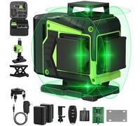 Nivel Laser Autonivelante 360 Grados, 4 x 360 °Nivel Láser 16 lineas,Verde nivel laser 360, 360 Líneas Vertical/Horizontal Conmutables,2 Batería, Control Remoto, Base Magnética,Bolsa Portátil