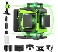 Nivel Laser Autonivelante 360 Grados, Nivel Láser Verde 16 Líneas, 2 x 360 Horizontal y 2 x 360 Verticales, 2 x Batería, Montaje en Pared, Control Remoto, Base Magnética, Soporte Giratorio