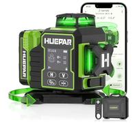 Nivel Láser Autonivelante 360° X3 Huepar, Láser de Construcción 3d con 12 Líneas Láser Con Bluetooth,Modo de Pulso Para Exteriores,Base Giratoria Eléctrica Y Pantalla LCD Grande W03CG