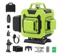 Nivel Laser Autonivelante 4×360 Grados, Laser Nivel 16 Líneas Verdes, Laser Level Para Interior Y Exterior, Con 2 Baterías, IP54, Para Construcción Y Decoración