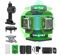 Nivel Laser Autonivelante 4 x 360 °, Verde 16 Líneas, 2 x 360 Horizontal y 2 x 360 Verticales, 2 x Batería, Montaje en Pared, Control Remoto, Base Magnética, Soporte Giratorio
