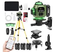 Nivel Laser Autonivelante, 4D 16 Líneas Nivel Laser Verde Con TríPode, Digital Niveles LáSer Con 3 x 3600 Mah BateríA 2 x 360 Horizontal Y 2 x 360 Verticales, Control Remoto/App, Montaje En Pared