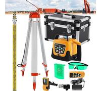 Nivel láser autonivelante Escaneo Giratorio 360° Vertical Horizontal 500 m para construcción Edificios Profesionales Albañilería Cercas Contratistas Cimientos,Green Beam