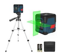 Nivel Láser con Trípode,RockSeed Cruz Verde Nivel Láser Puntos Horizontales y Verticales Nivel Láser Autonivelante Giratorio de 360 grados con Modo Manual/Autonivelante IP54