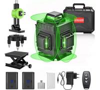 Nivel Láser de 16 Líneas, Nivelador Láser Verde en Cruz 4 x 360ºAutomático 4D, con Dos Líneas Verticales y Dos Líneas Horizontales, Batería Recargable, Control Remoto