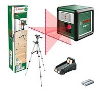 Bosch Láser de Líneas Cruzadas Quigo Plus con trípode (alineación fácil a distancias iguales y variables gracias a las marcas en la línea de láser, en caja de cartón)